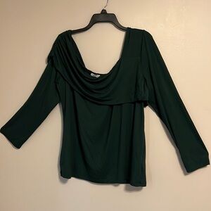 White Birch Y2K Whimsigoth Feminine Green Off One Shoulder 3X Plus Blouse